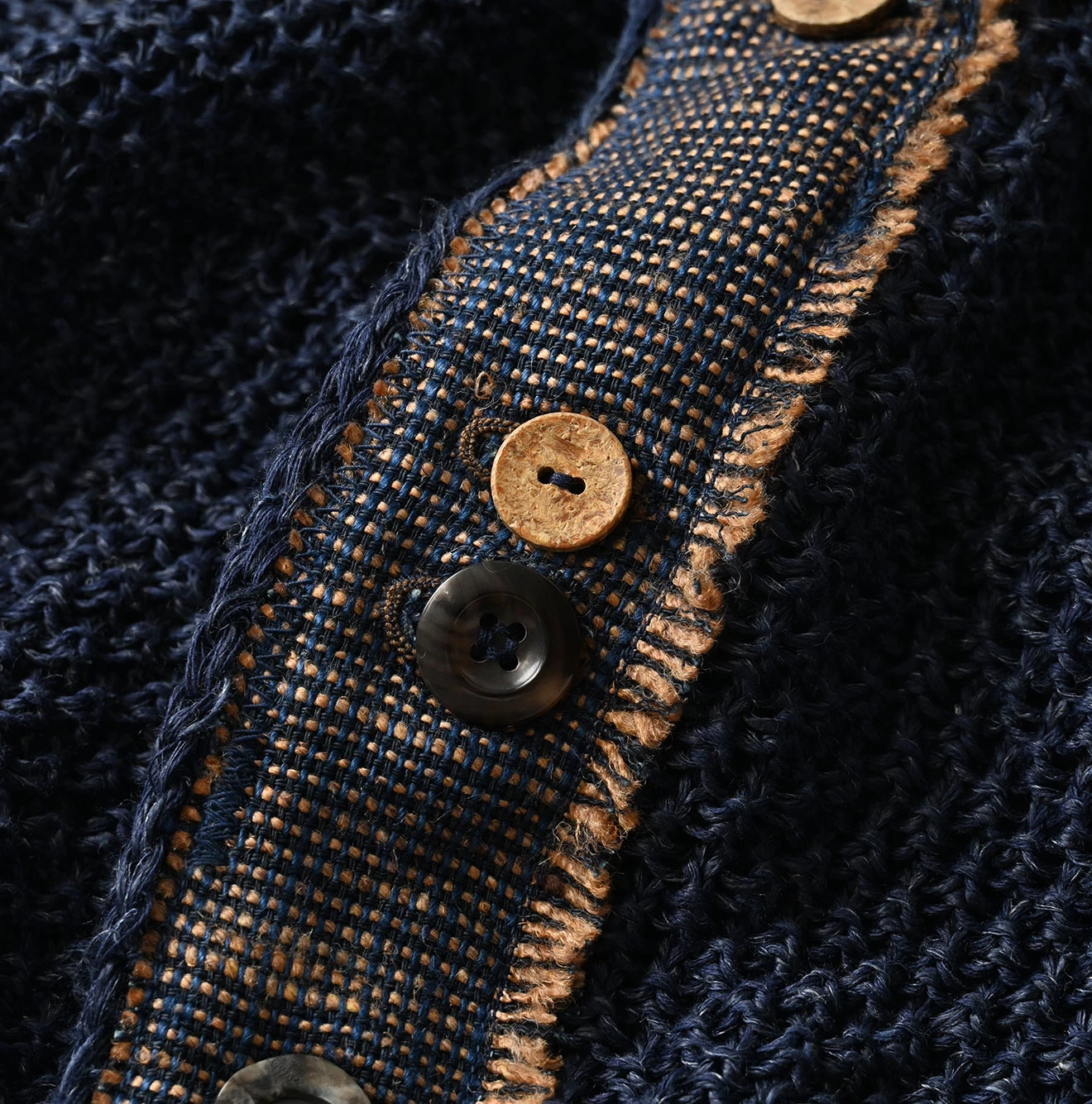 45R(フォーティファイブアール) |リネンギマのパッチワークロングカーディガン