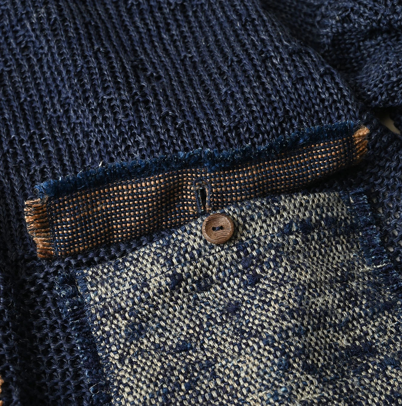 45R(フォーティファイブアール) |リネンギマのパッチワークロングカーディガン