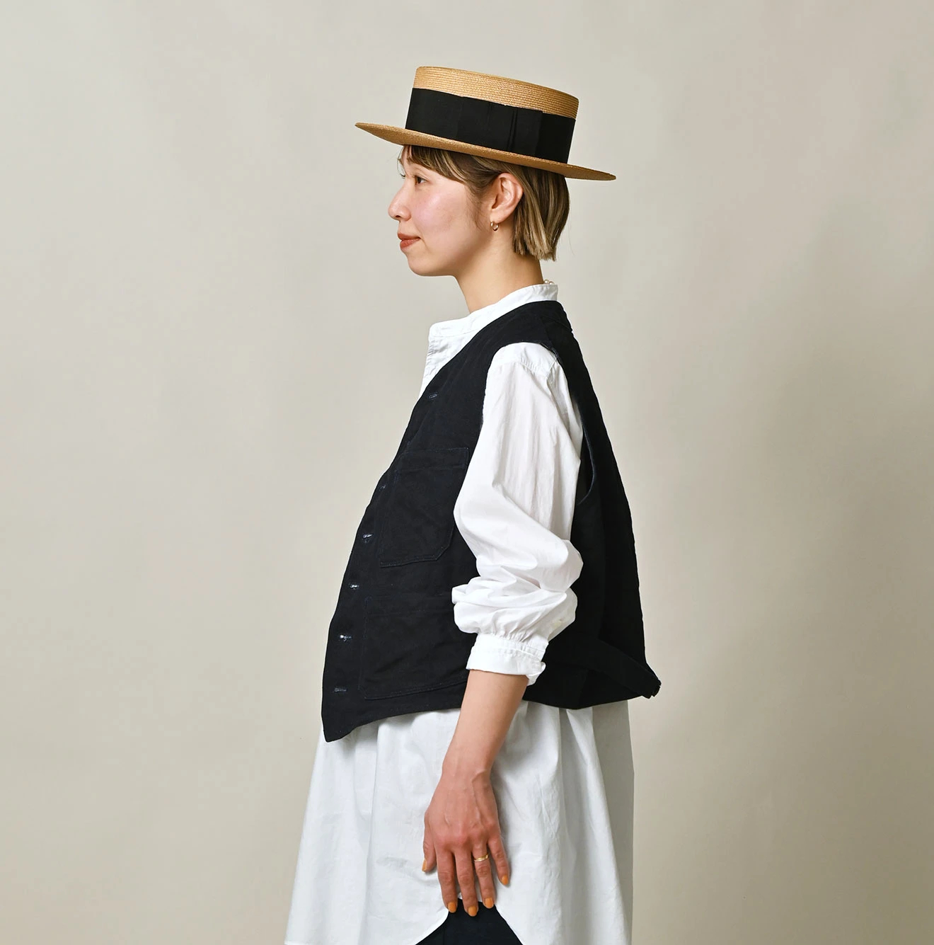 45R(フォーティファイブアール) |リネンヘリンボンの908ベスト（インディゴ）