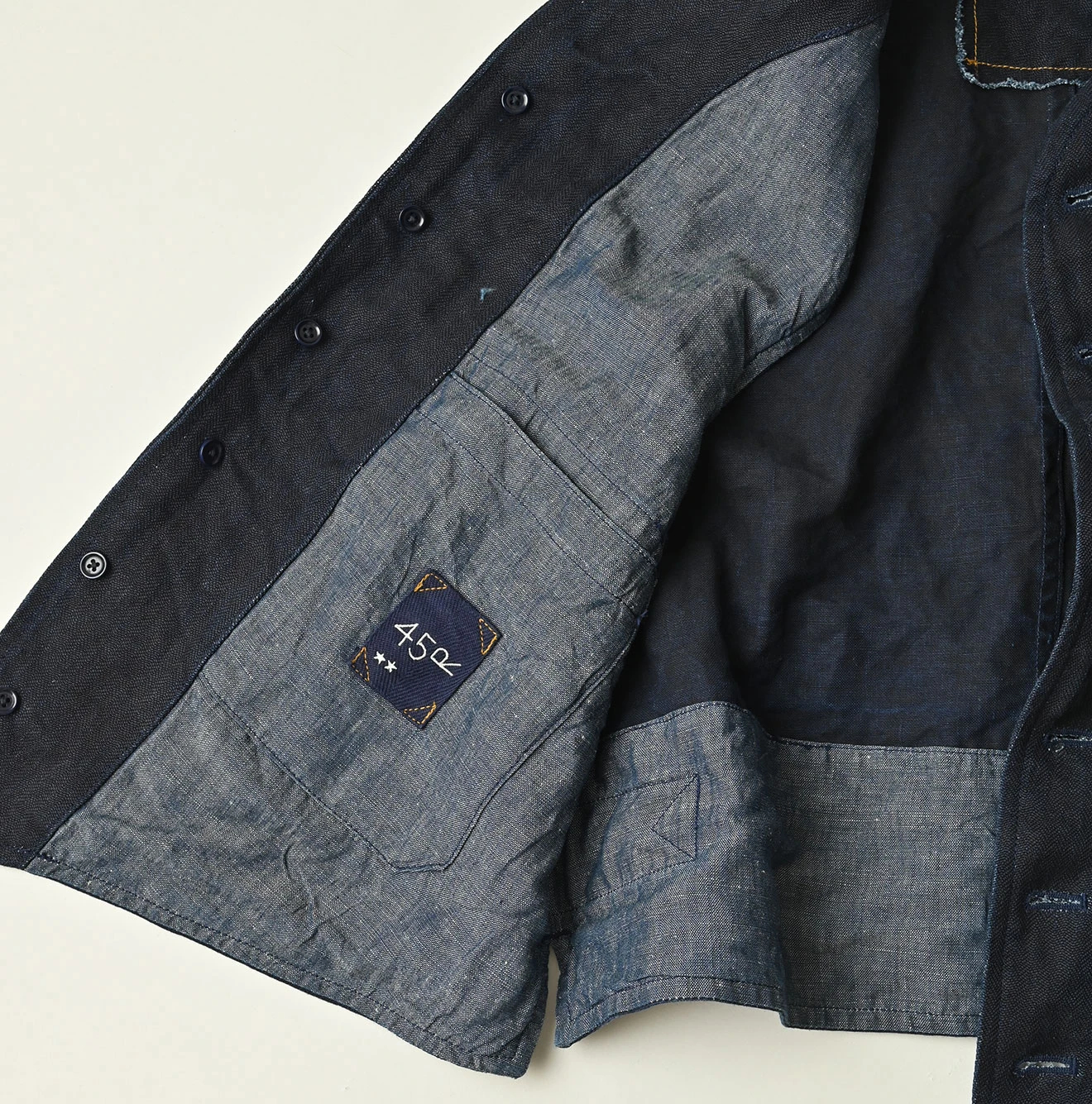 45R(フォーティファイブアール) |リネンヘリンボンの908ベスト（インディゴ）