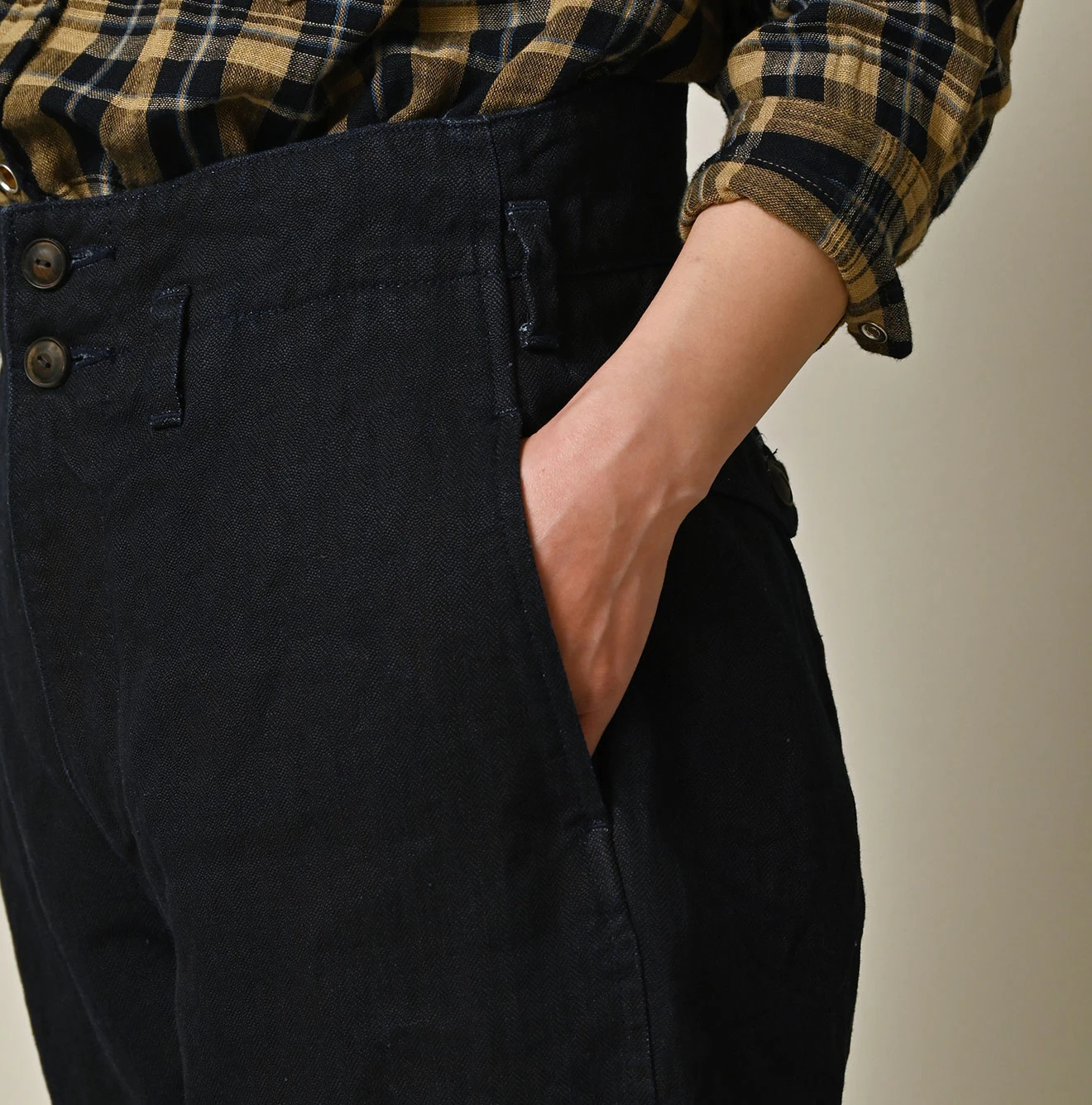 45R(フォーティファイブアール) |リネンヘリンボンの908ジョッパン（インディゴ）