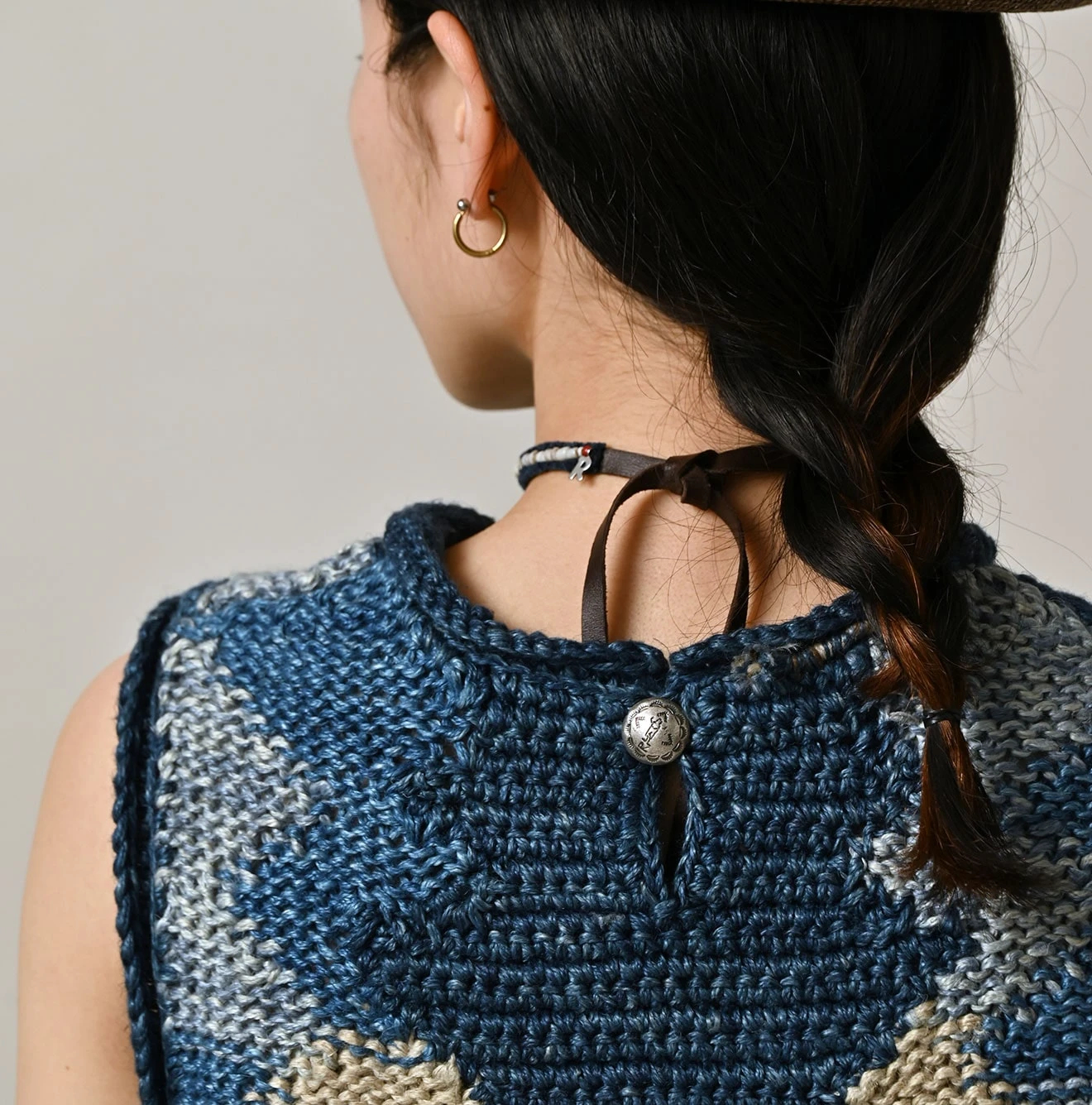 45R(フォーティファイブアール) |ラグジャカードのキャミ（藍ベース）