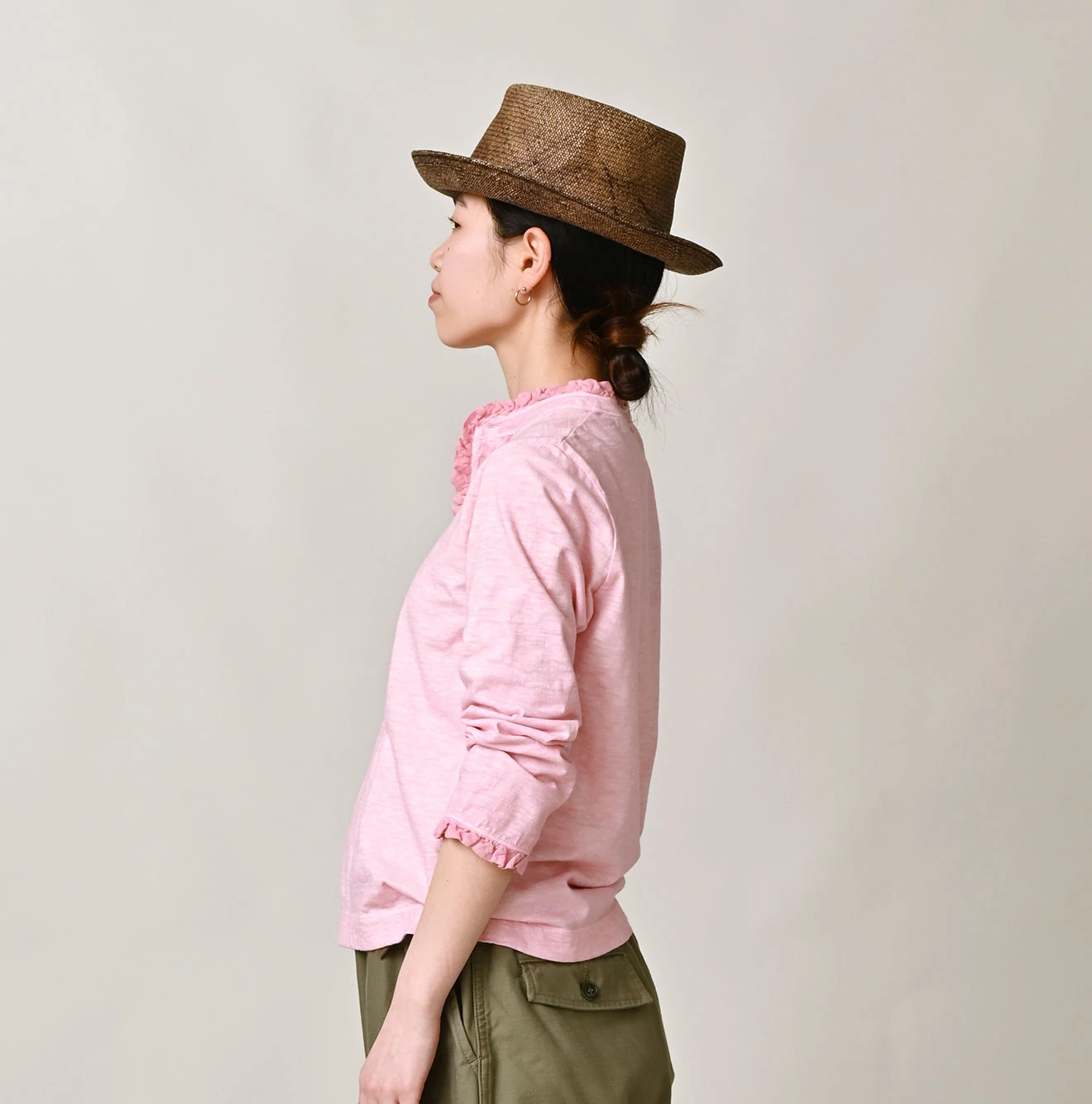 45R(フォーティファイブアール) |フリル天竺の四角ヘンリー（45草染）