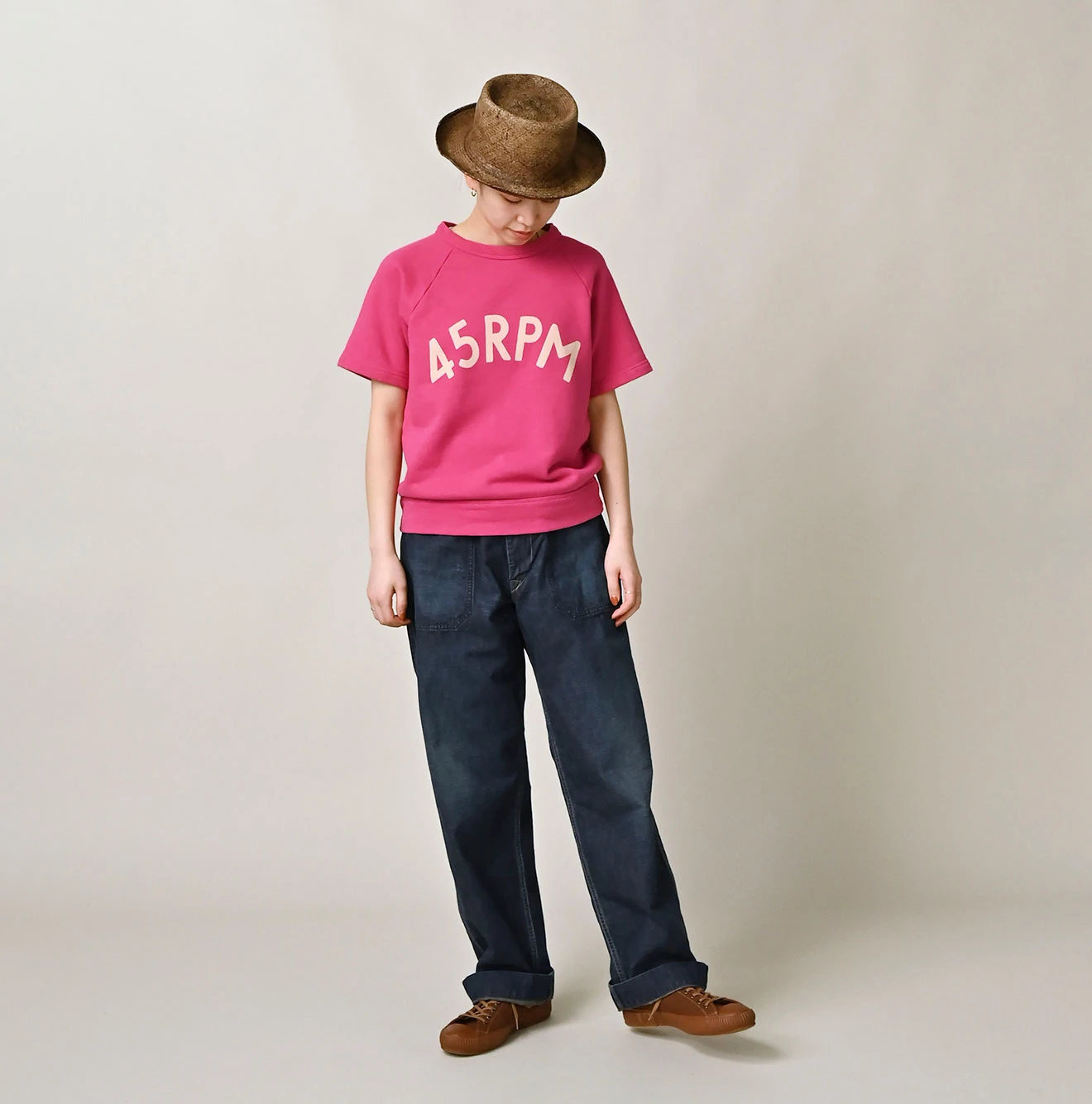 45R(フォーティファイブアール) |ガーゼ裏毛のロゴdeプティスウェット