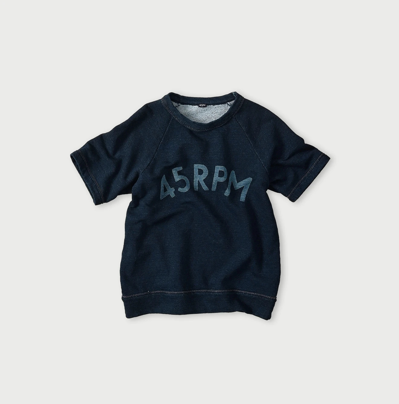 45R(フォーティファイブアール) |ガーゼ裏毛のロゴdeプティスウェット（インディゴ）