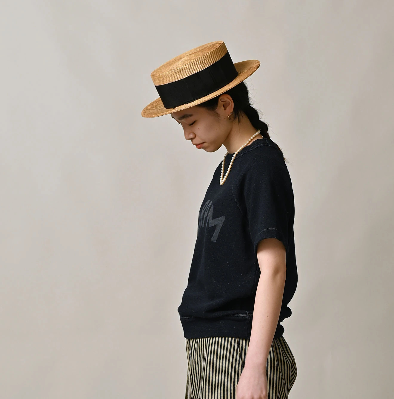 45R(フォーティファイブアール) |ガーゼ裏毛のロゴdeプティスウェット（インディゴ）