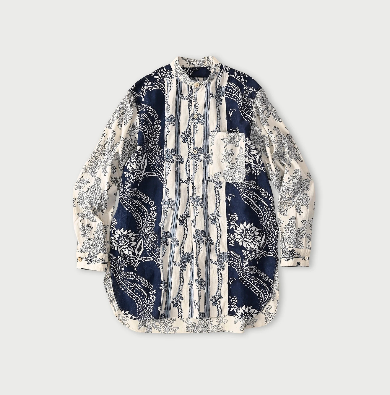 45R(フォーティファイブアール) |インドカディブロックプリントの908パッチワークグランパプルシャツ