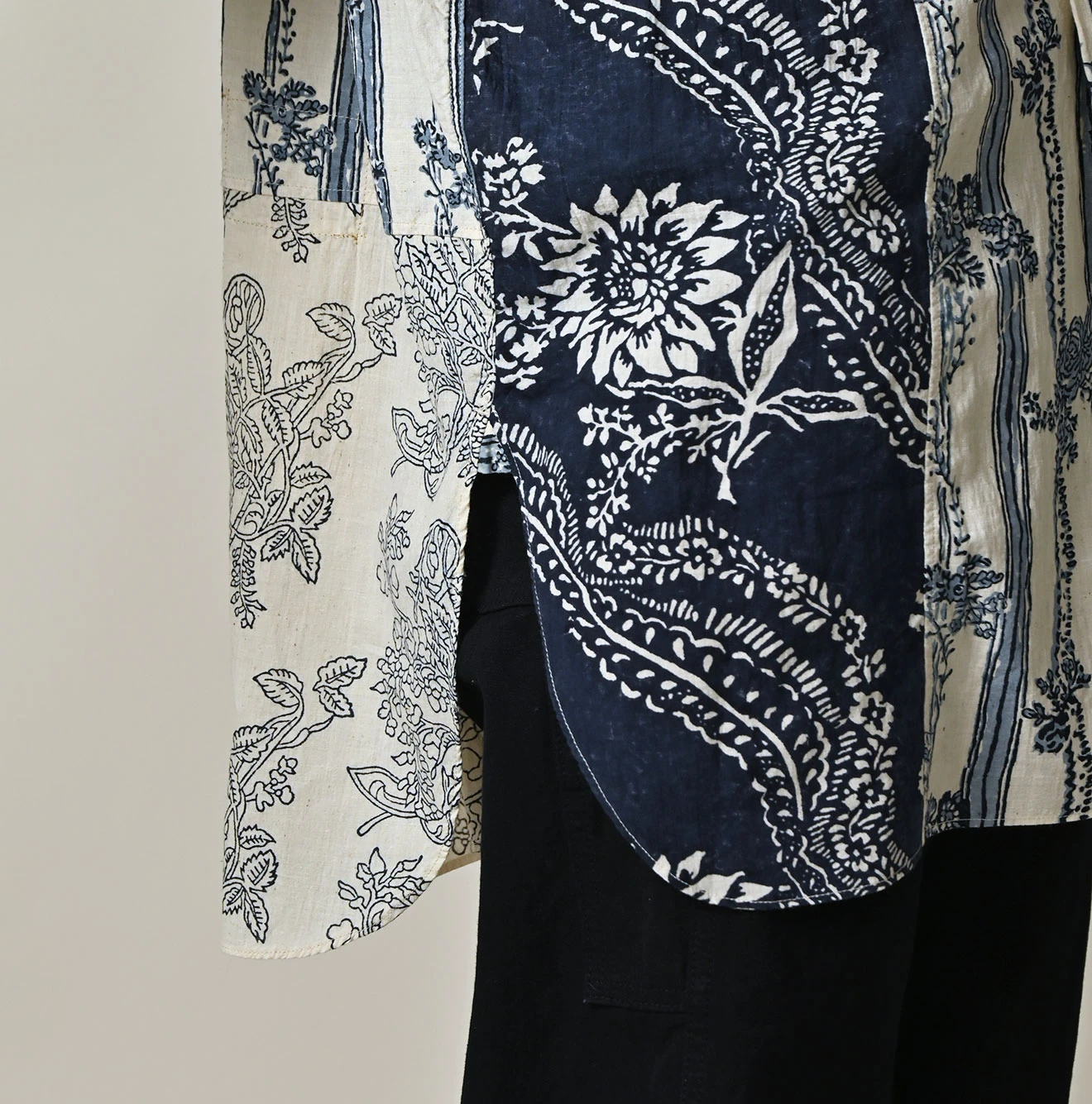 45R(フォーティファイブアール) |インドカディブロックプリントの908パッチワークグランパプルシャツ