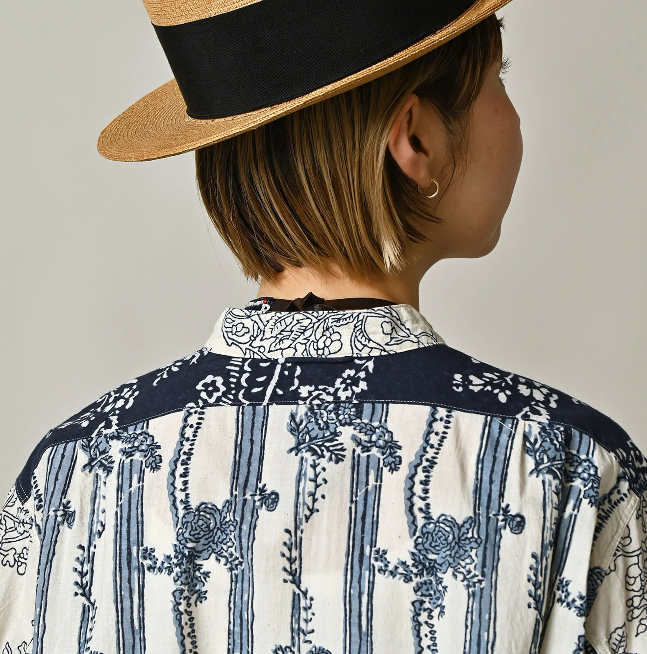 45R(フォーティファイブアール) |インドカディブロックプリントの908パッチワークグランパプルシャツ