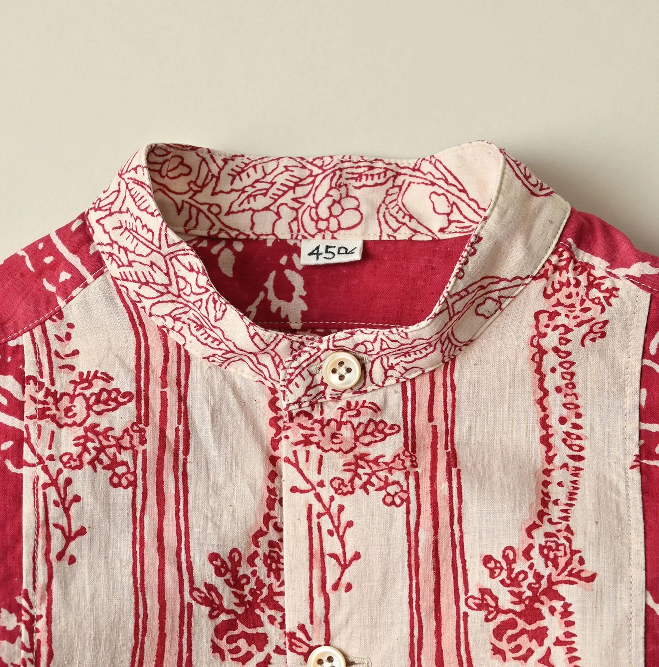 45R(フォーティファイブアール) |インドカディブロックプリントの908パッチワークグランパプルシャツ