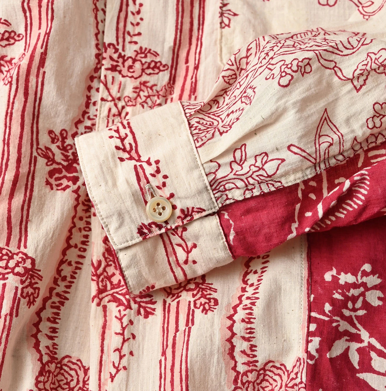 45R(フォーティファイブアール) |インドカディブロックプリントの908パッチワークグランパプルシャツ