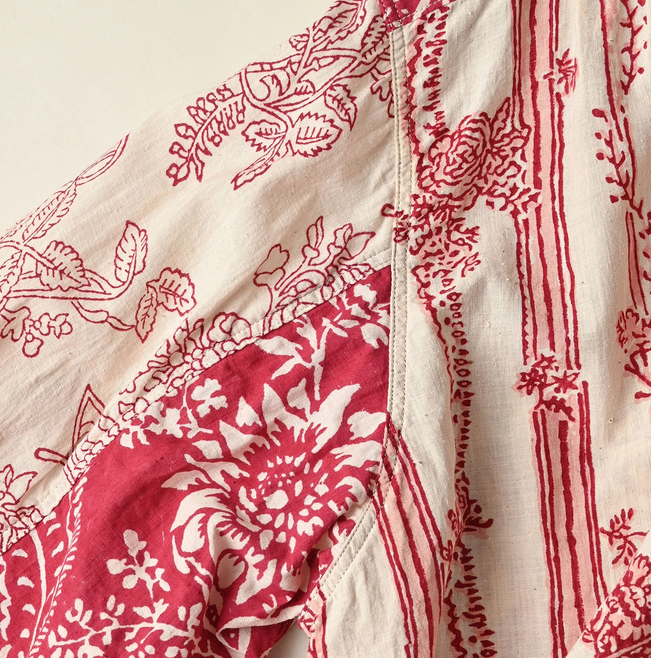 45R(フォーティファイブアール) |インドカディブロックプリントの908パッチワークグランパプルシャツ