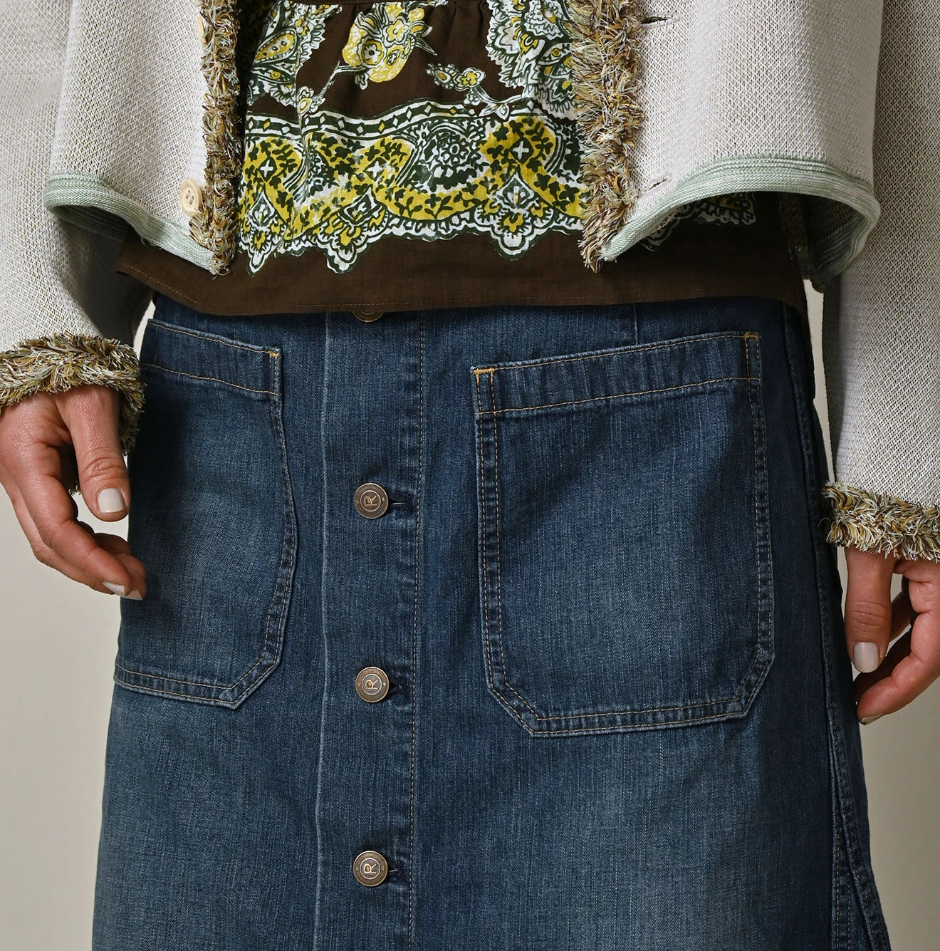 45R(フォーティファイブアール) |麦比古デニムのベルスカート（重）