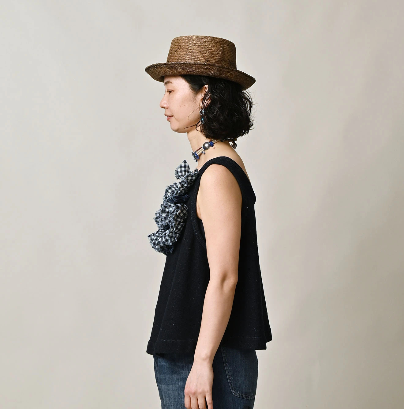 45R(フォーティファイブアール) |ミックスフリル×裏毛のタンクトップ