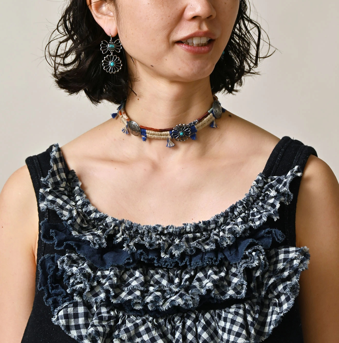 45R(フォーティファイブアール) |ミックスフリル×裏毛のタンクトップ