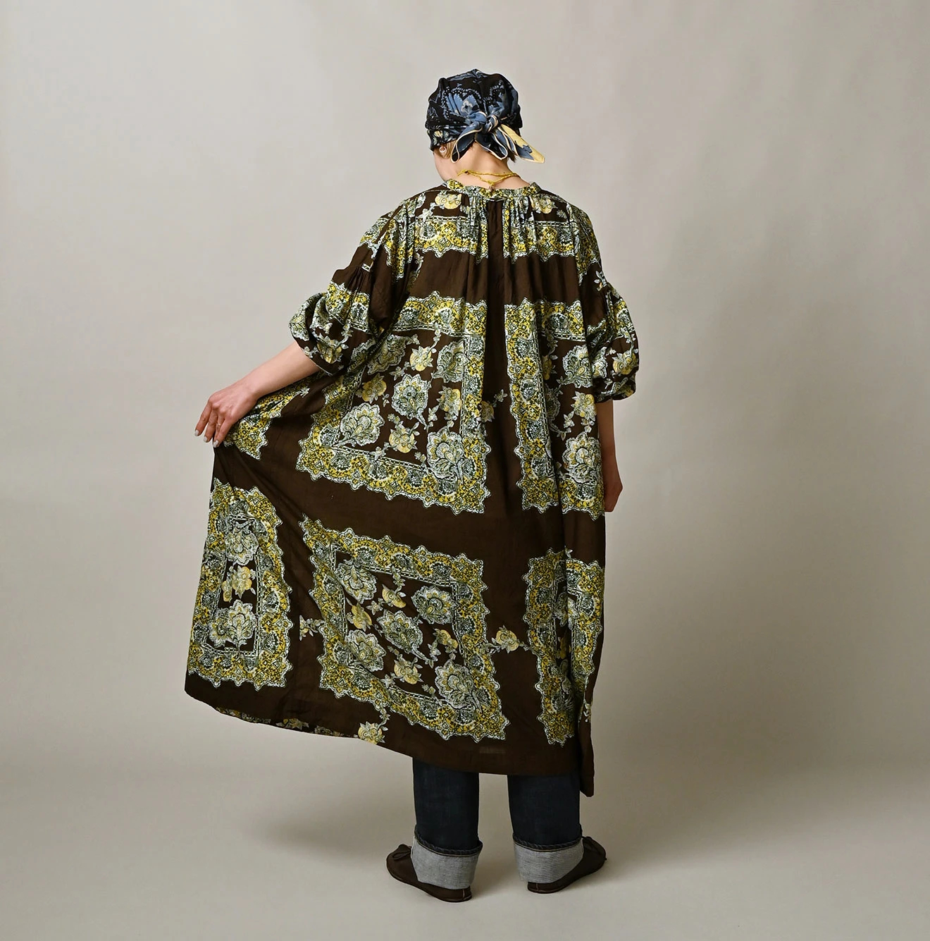 45R(フォーティファイブアール) |インドカディバンダナペイズリープリントのスモックドレス