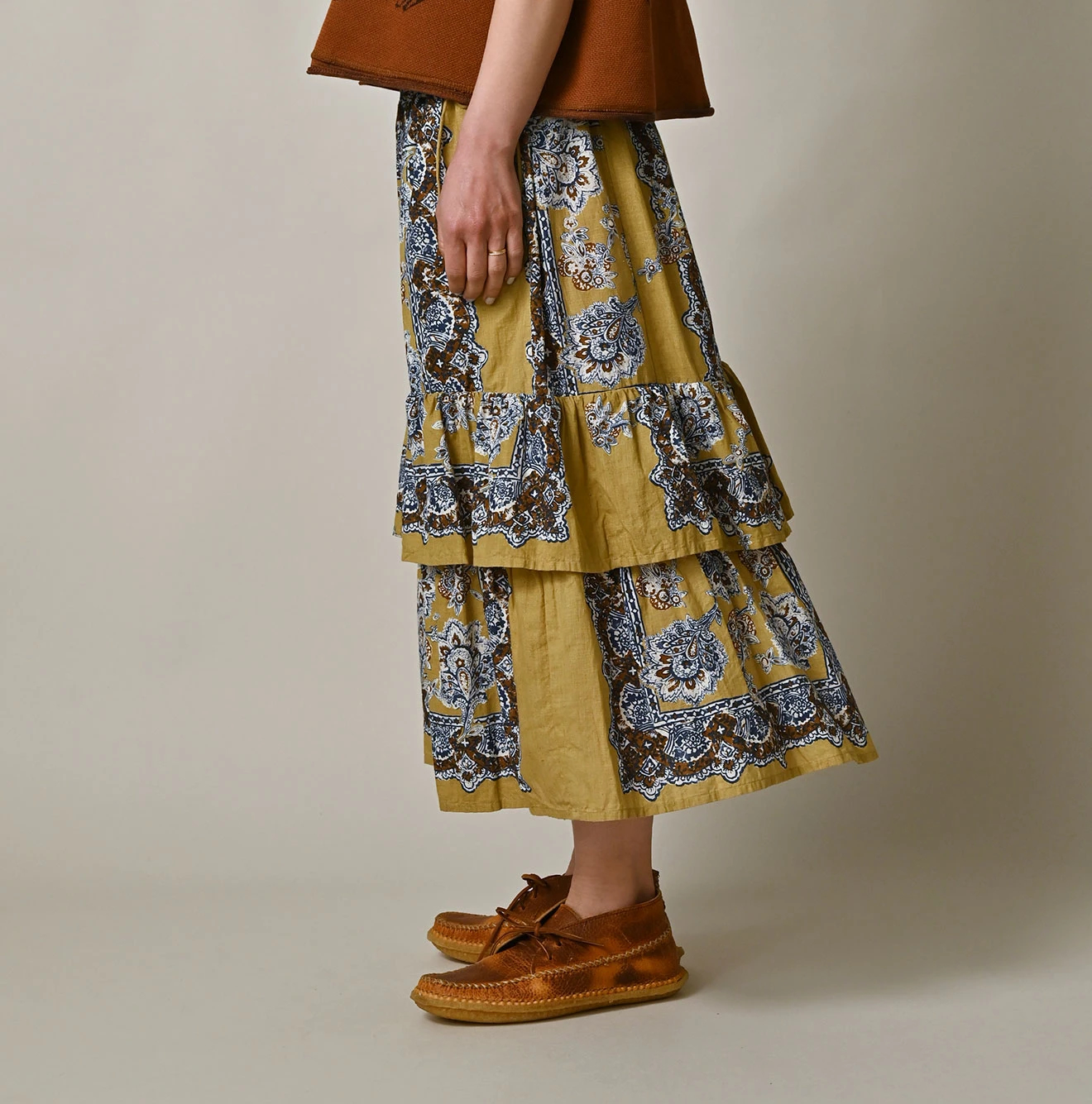 45R(フォーティファイブアール) |インドカディバンダナペイズリープリントのティアードフリルペチスカート