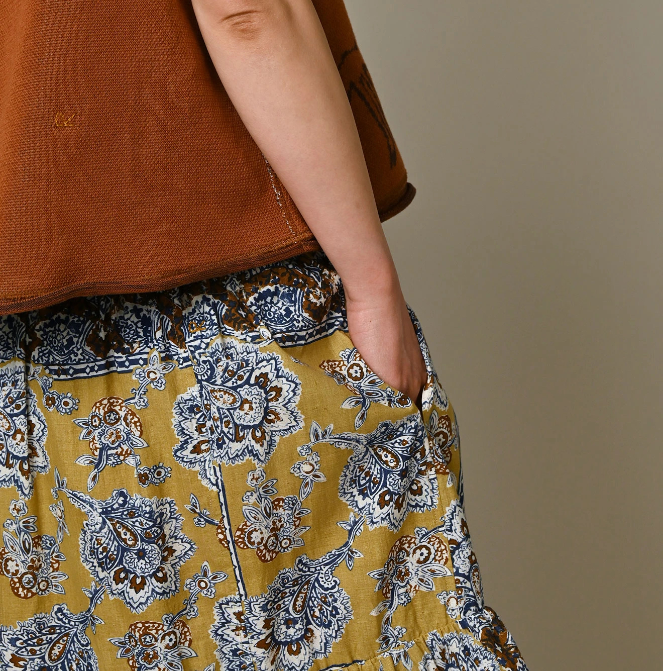 45R(フォーティファイブアール) |インドカディバンダナペイズリープリントのティアードフリルペチスカート