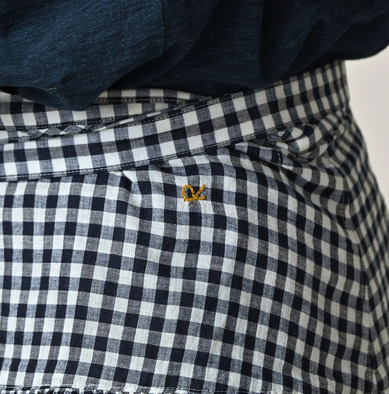 45R(フォーティファイブアール) |ガーゼギンガムのぐるぐるスカート（インディゴ）