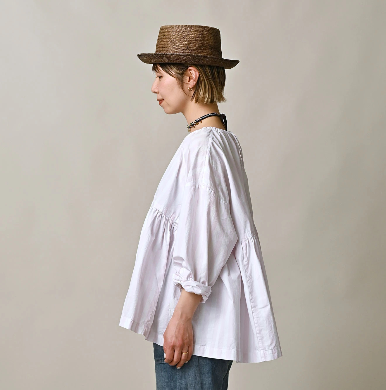 45R(フォーティファイブアール) |ONEONE 宝物の180番三子ギャザーブラウス