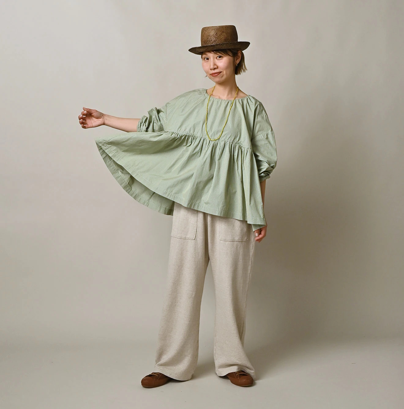 45R(フォーティファイブアール) |ONEONE 宝物のギャザーブラウス