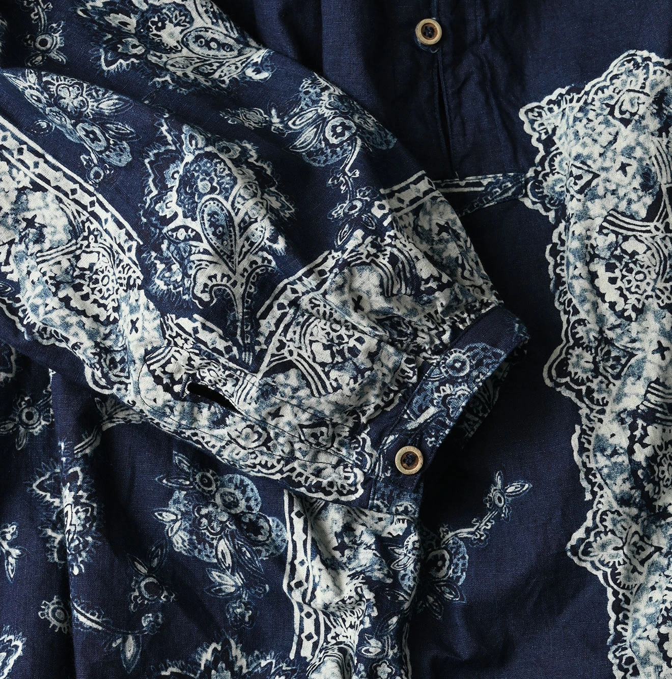 45R(フォーティファイブアール) |インドカディバンダナペイズリープリントのスモックドレス（インディゴ）