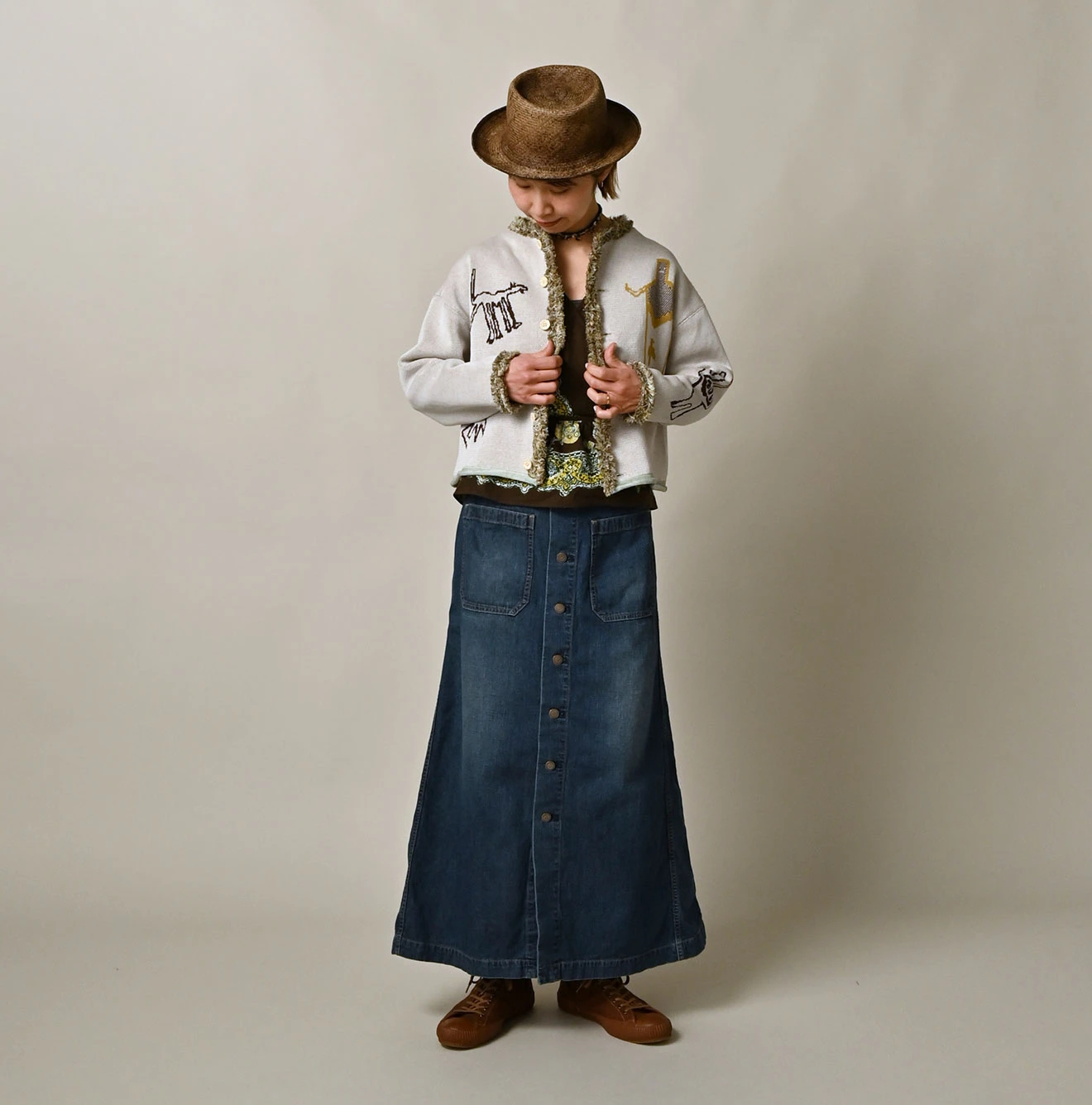 45R(フォーティファイブアール) |ネイティブジャカードニットソーのボレロ