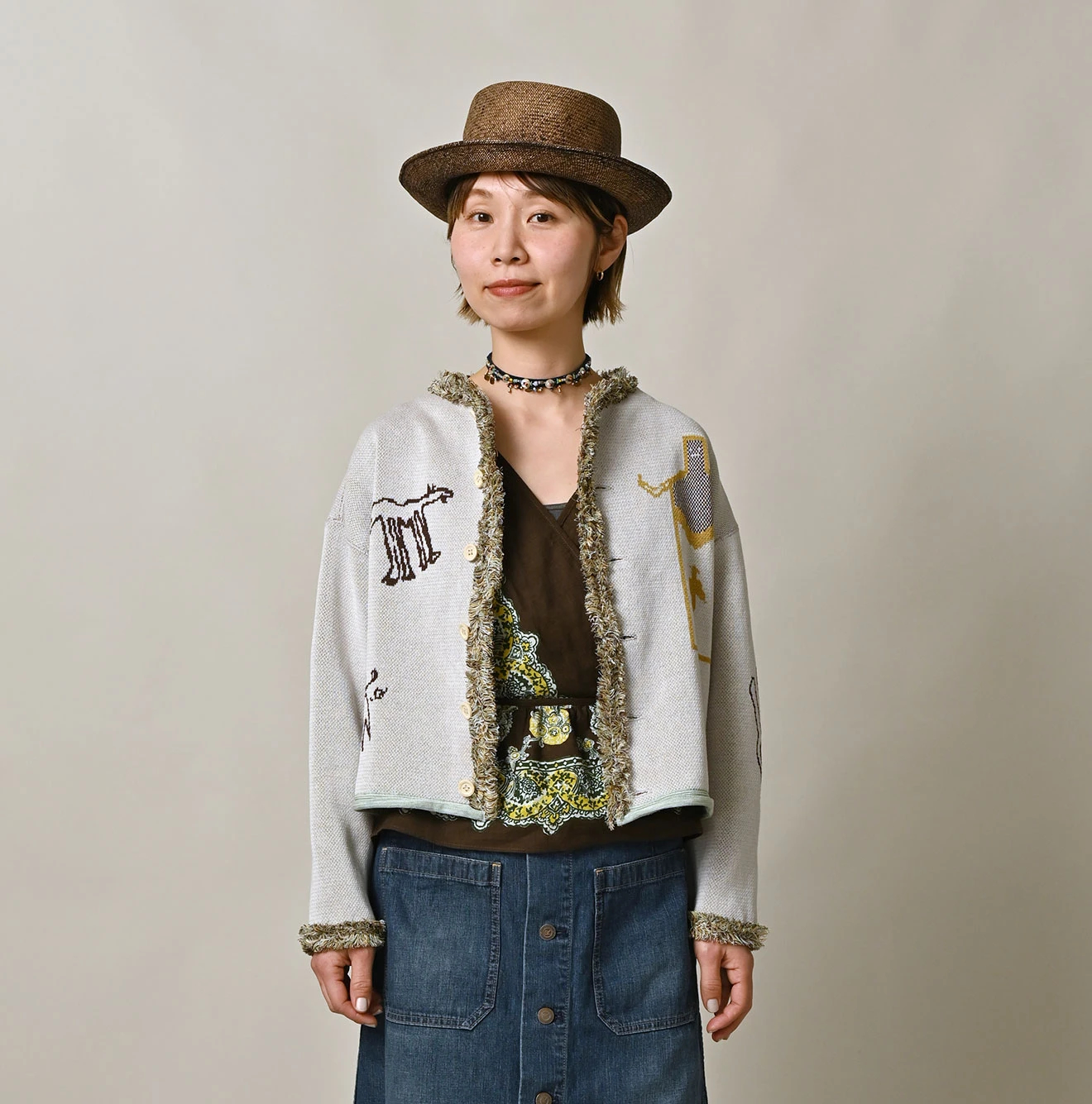 45R(フォーティファイブアール) |ネイティブジャカードニットソーのボレロ