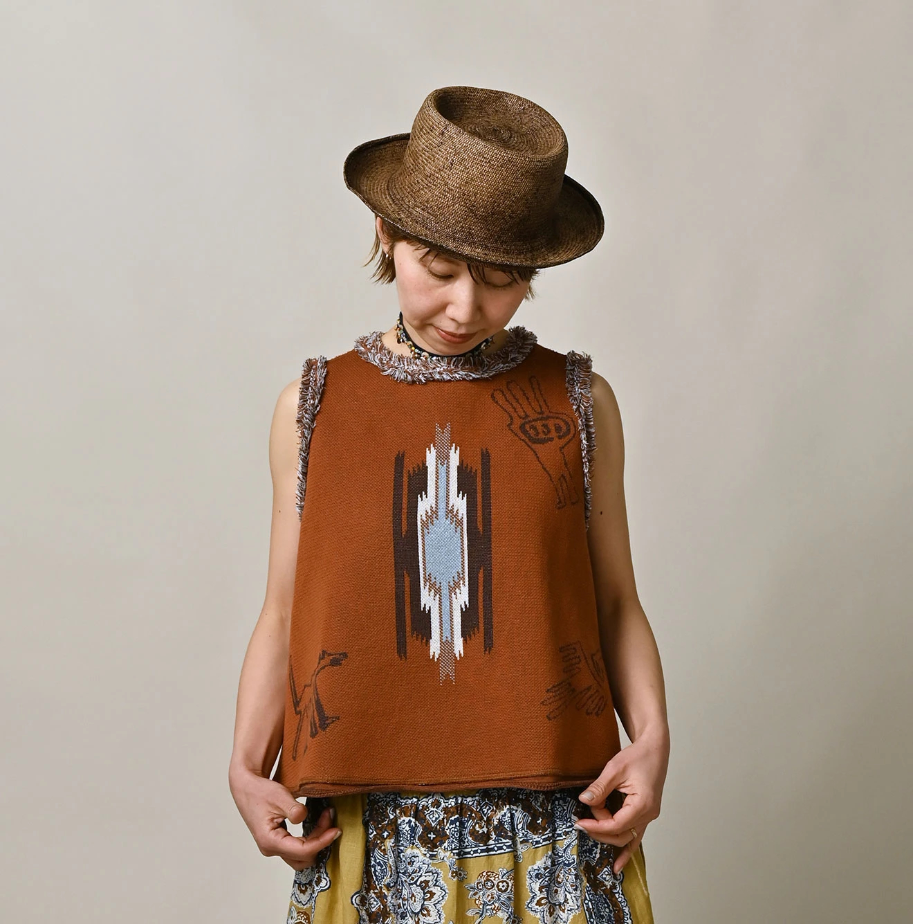 45R(フォーティファイブアール) |ネイティブジャカードニットソーのキャミ