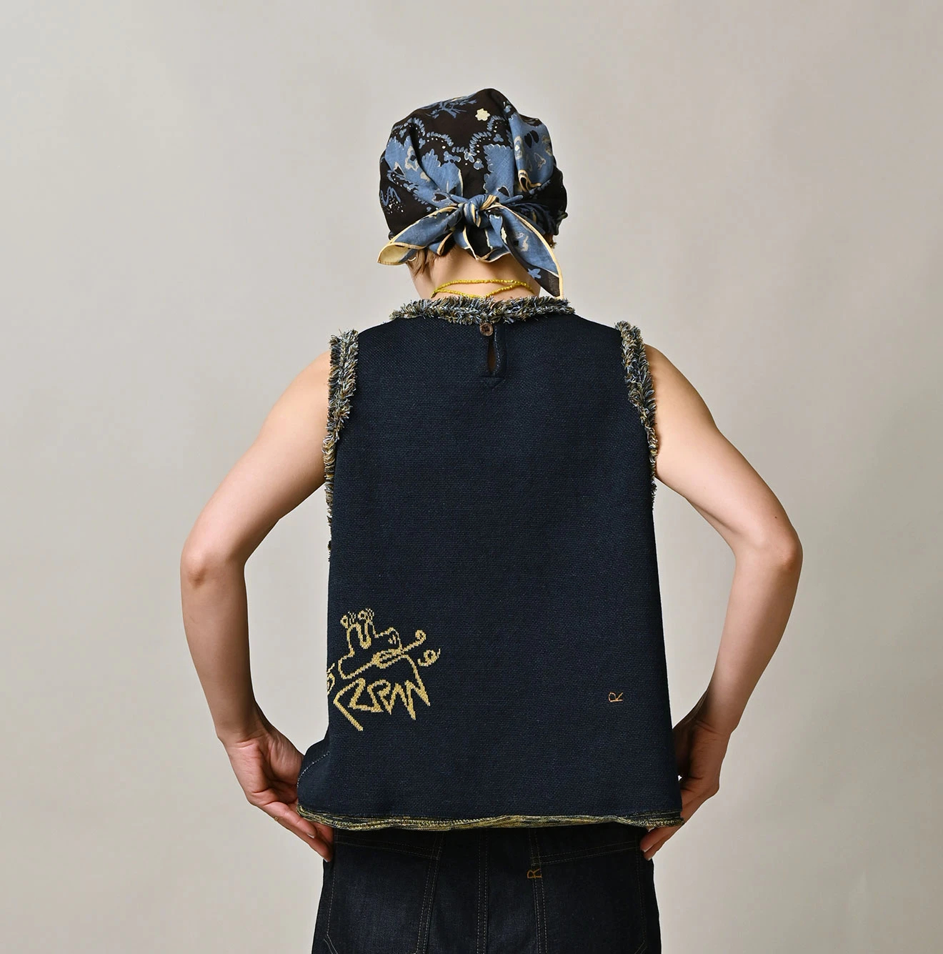 45R(フォーティファイブアール) |ネイティブジャカードニットソーのキャミ（インディゴ）