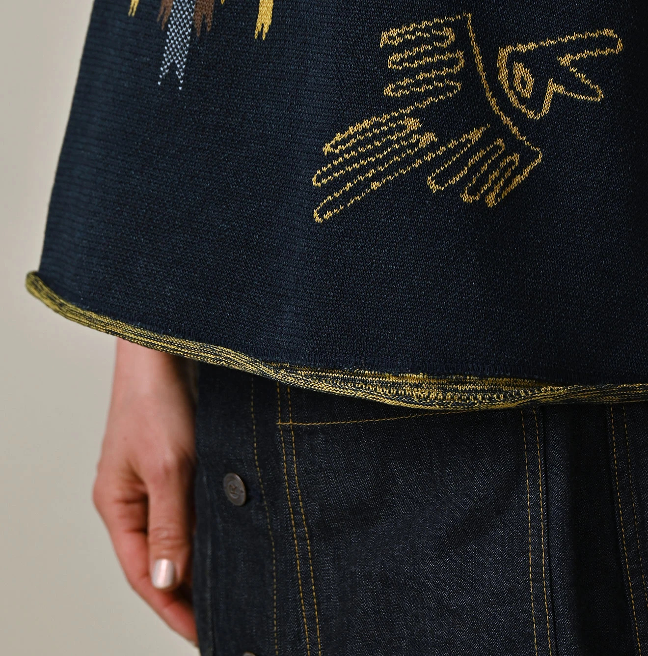 45R(フォーティファイブアール) |ネイティブジャカードニットソーのキャミ（インディゴ）