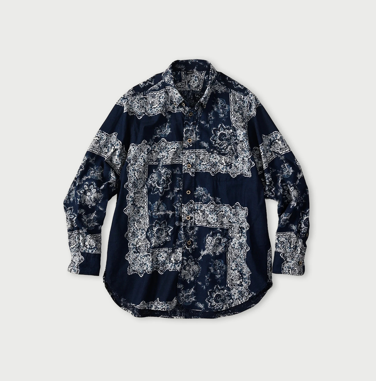 45R(フォーティファイブアール) |インドカディペイズリー更紗プリントの908ローファーシャツ（インディゴ）