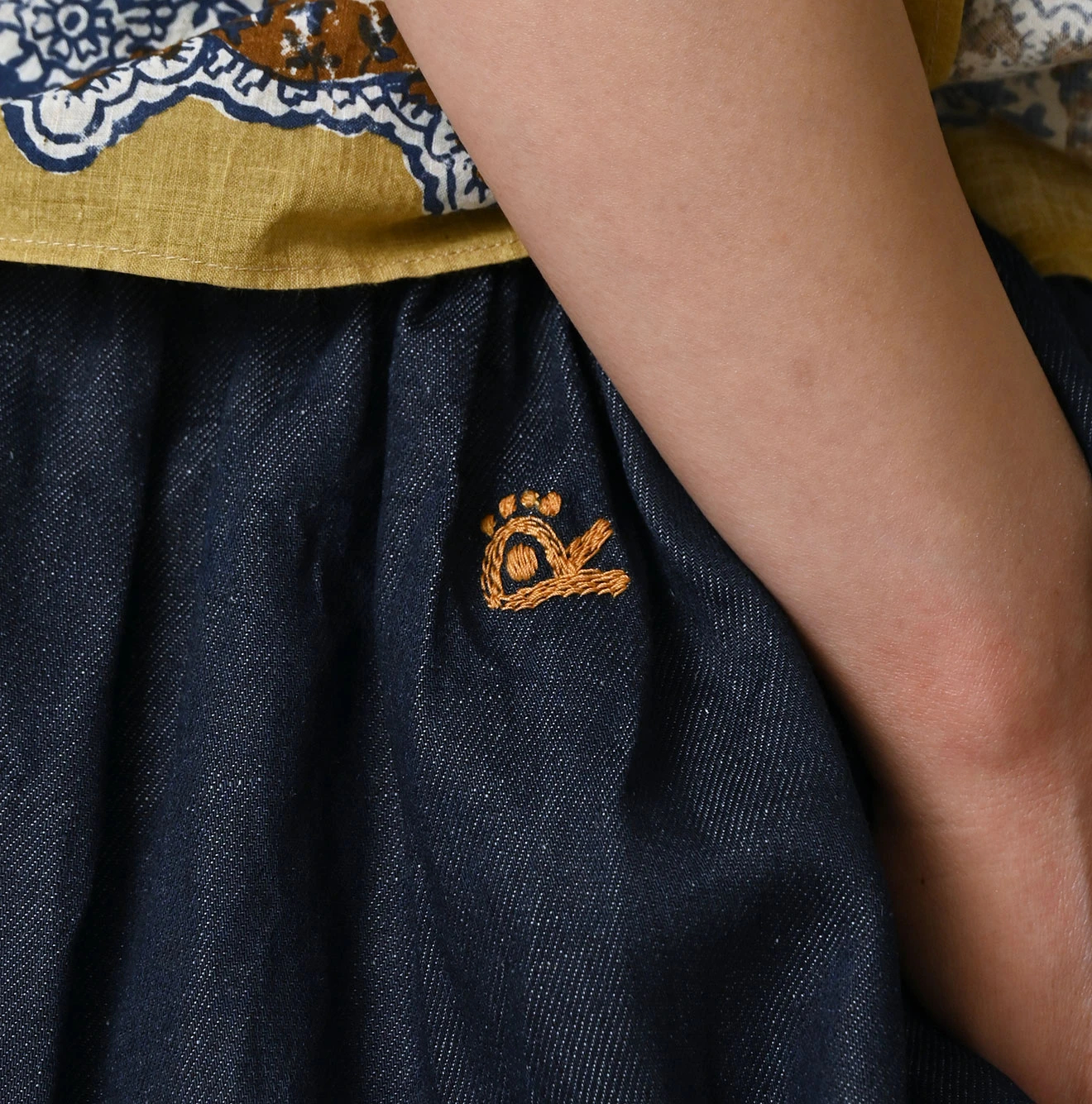 45R(フォーティファイブアール) |ONEONE 宝物のイージーギャザースカート（インディゴ）