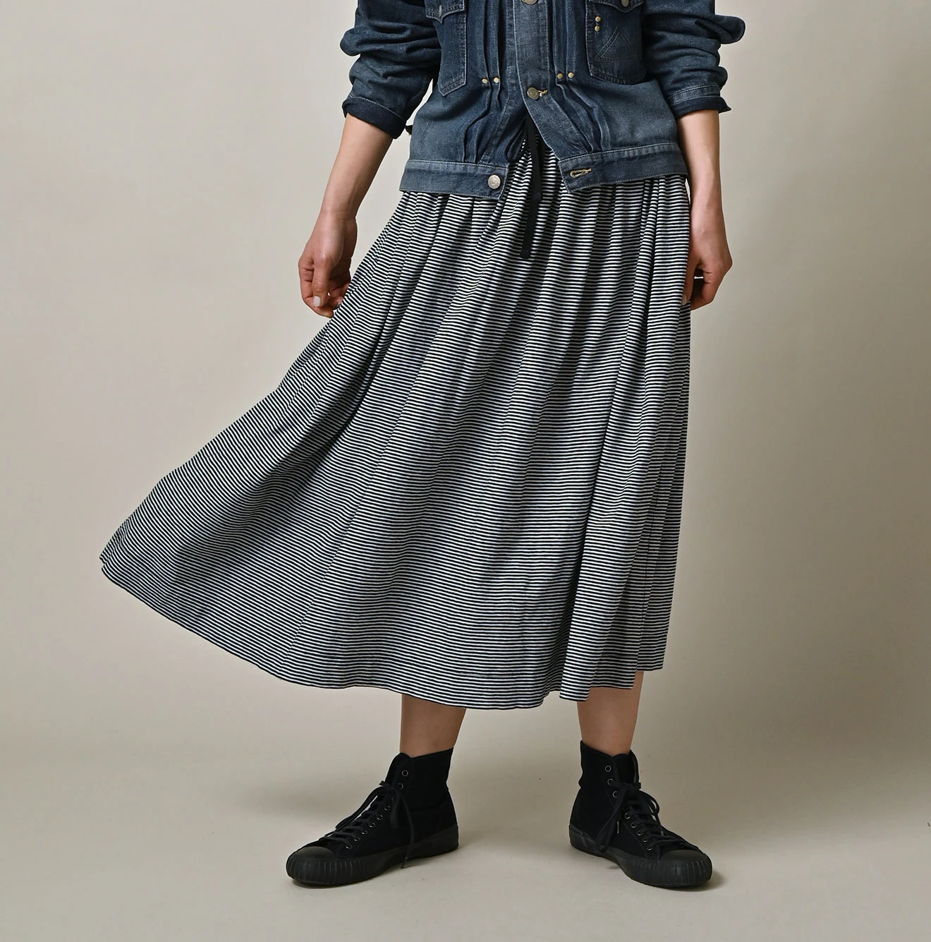 45R(フォーティファイブアール) |ONEONE 宝物のイージーギャザースカート（インディゴ）