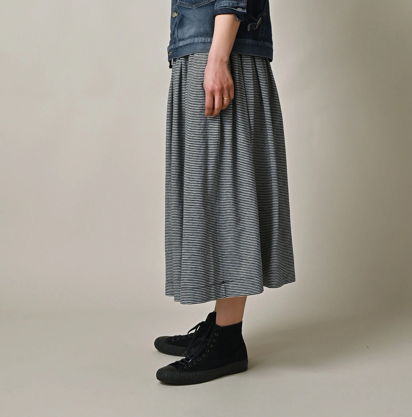 45R(フォーティファイブアール) |ONEONE 宝物のイージーギャザースカート（インディゴ）