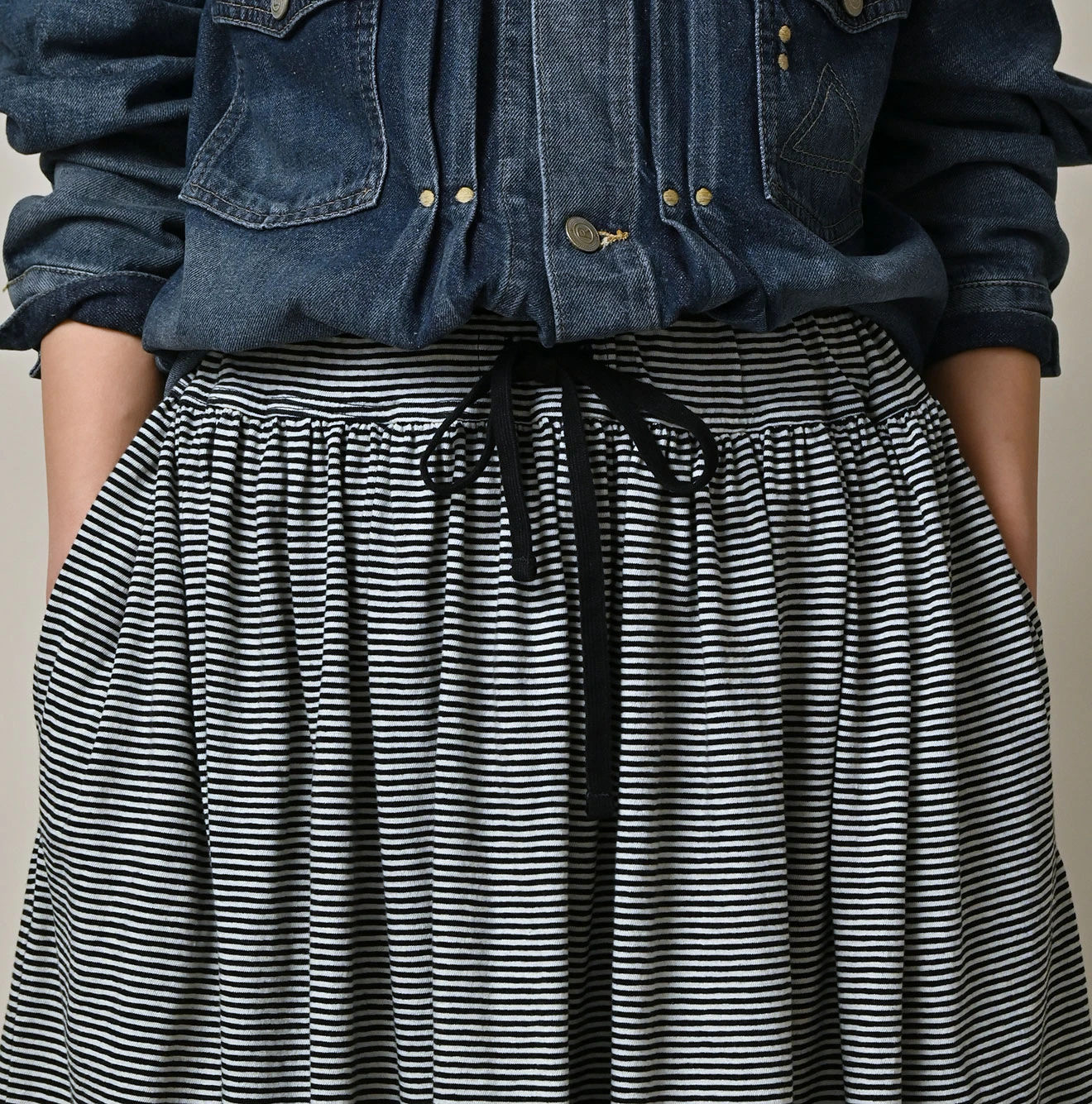 45R(フォーティファイブアール) |ONEONE 宝物のイージーギャザースカート（インディゴ）