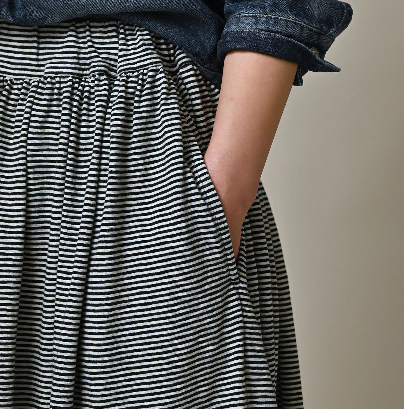 45R(フォーティファイブアール) |ONEONE 宝物のイージーギャザースカート（インディゴ）