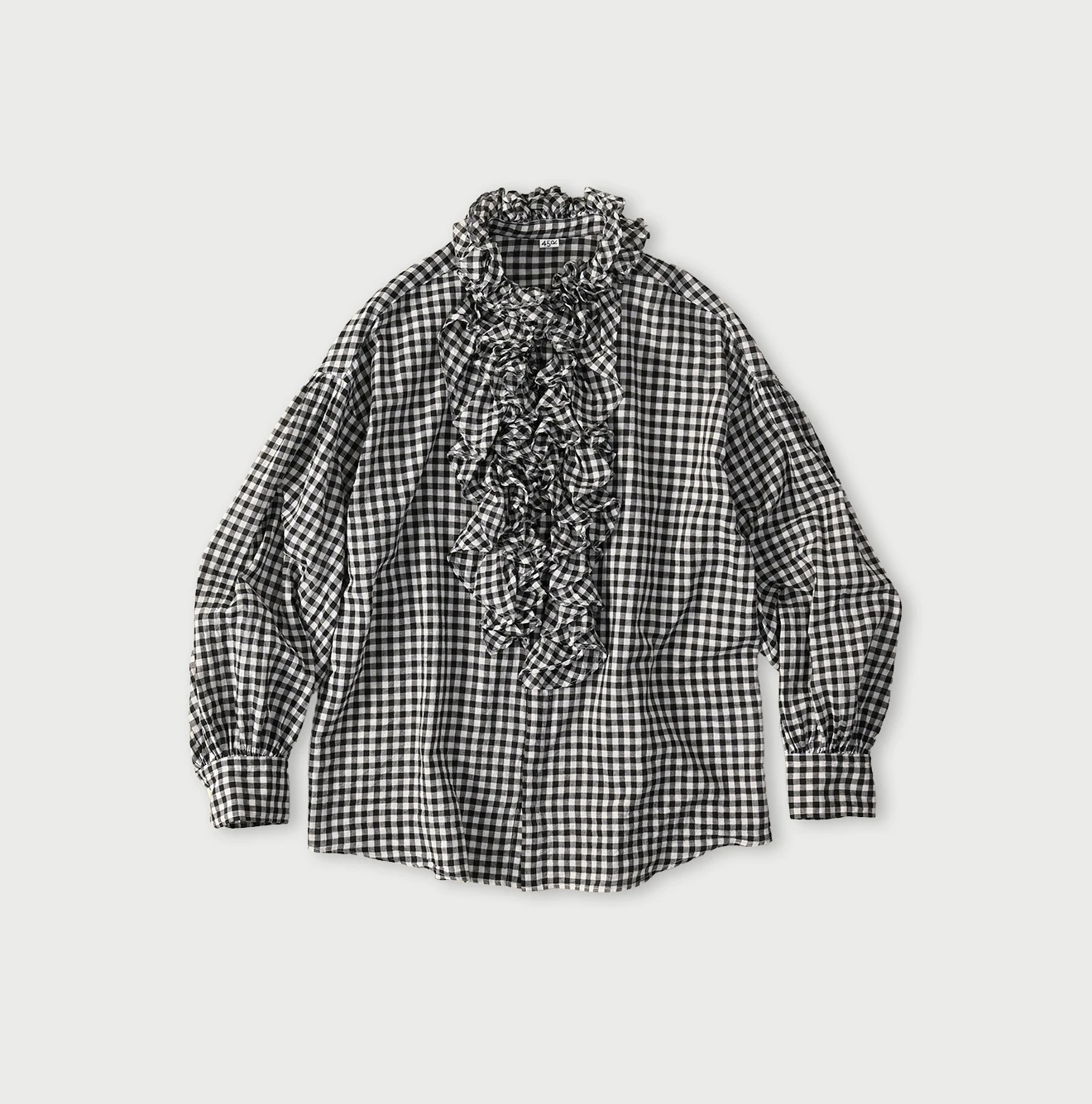 45R(フォーティファイブアール) |ガーゼフリルギンガムの長袖クッペシャツ
