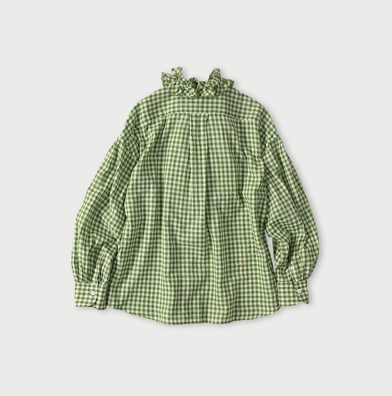 45R(フォーティファイブアール) |ガーゼフリルギンガムの長袖クッペシャツ