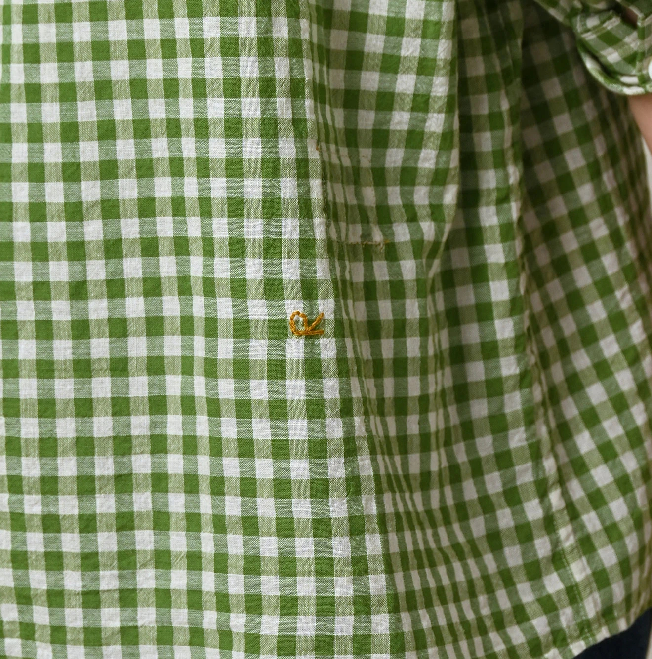 45R(フォーティファイブアール) |ガーゼフリルギンガムの長袖クッペシャツ