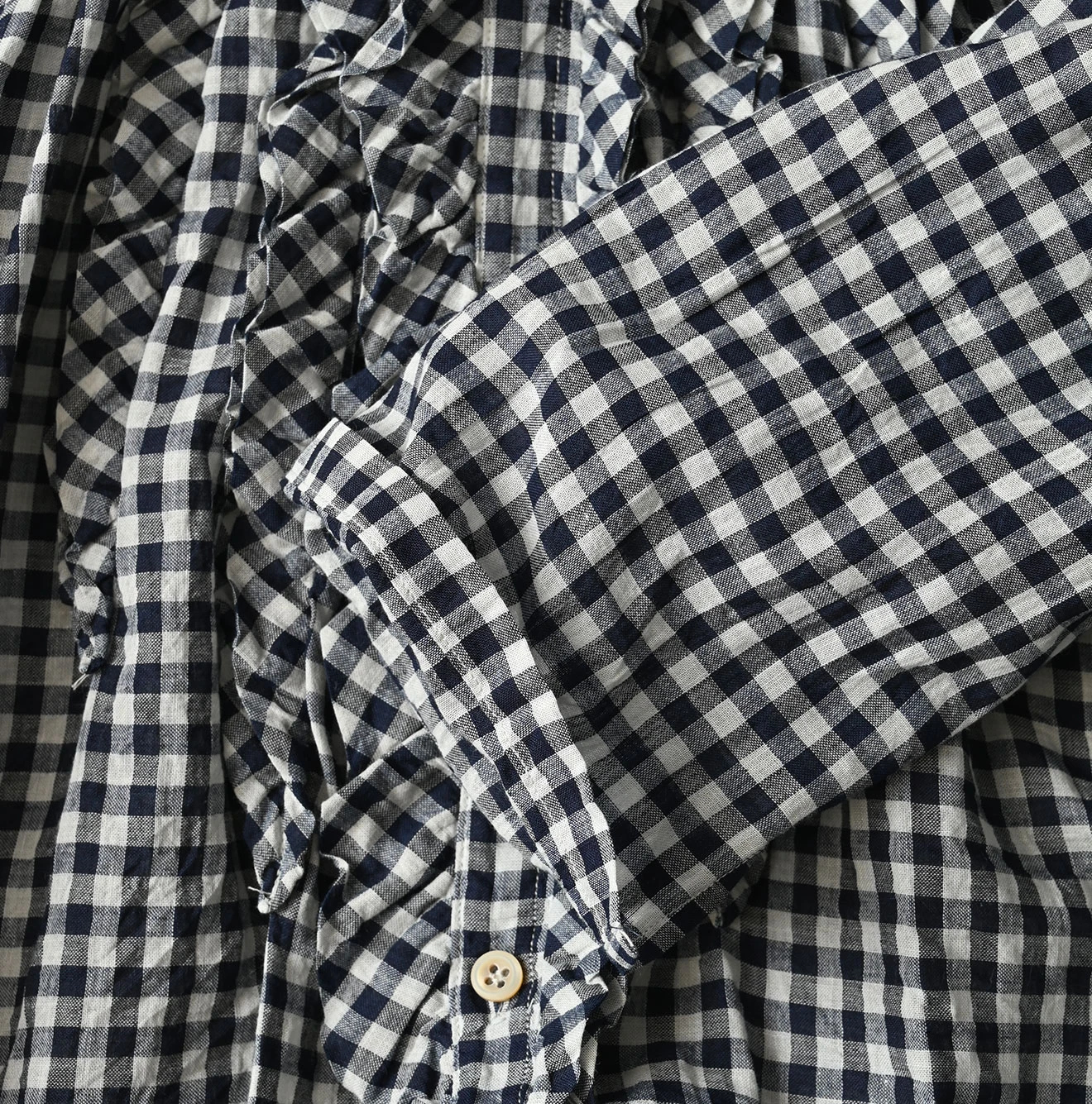 45R(フォーティファイブアール) |ガーゼギンガムのフリルカシュクール（インディゴ）