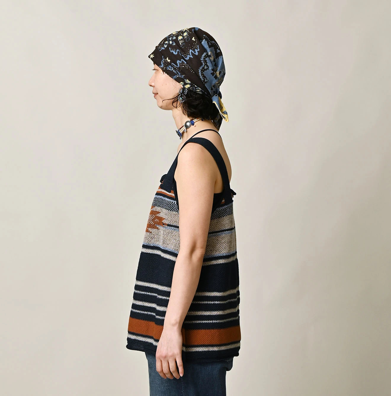 45R(フォーティファイブアール) |ネイティブギマジャカードのキャミ（インディゴ）