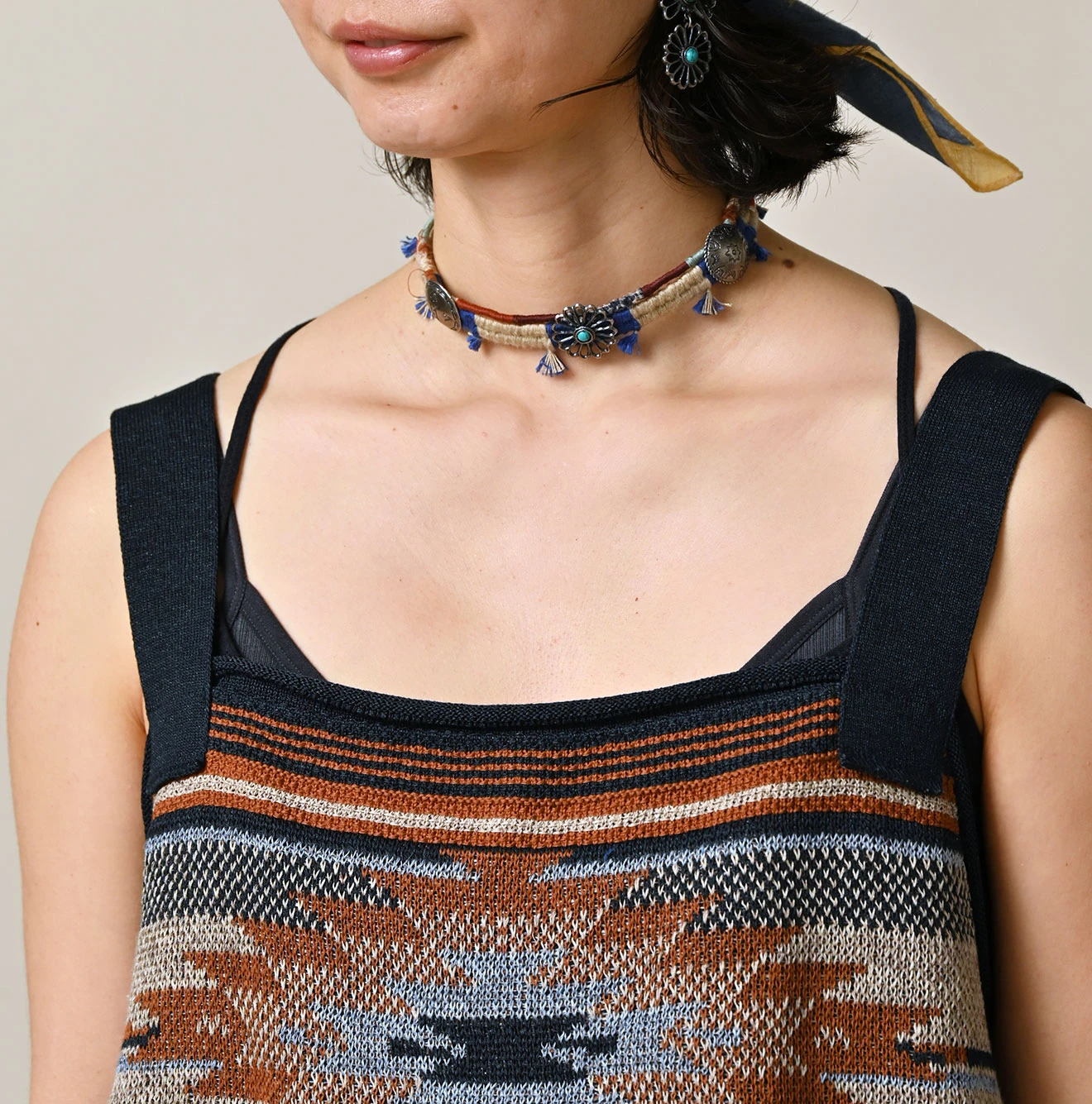 45R(フォーティファイブアール) |ネイティブギマジャカードのキャミ（インディゴ）