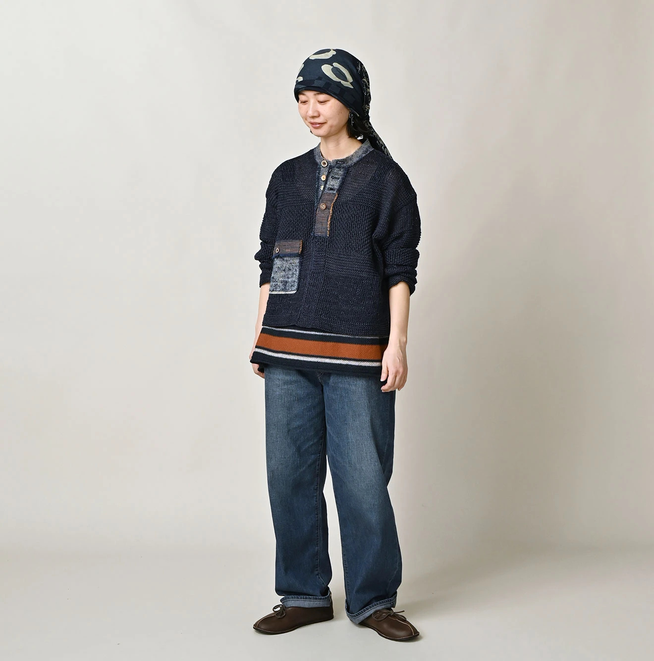 45R(フォーティファイブアール) |リネンギマのパッチワークヘンリー