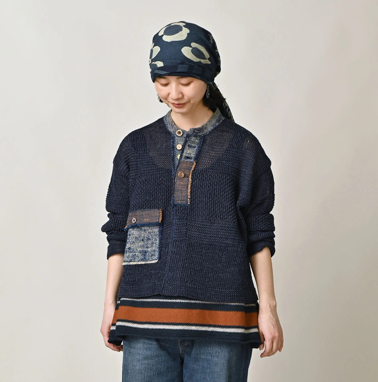 45R(フォーティファイブアール) |リネンギマのパッチワークヘンリー