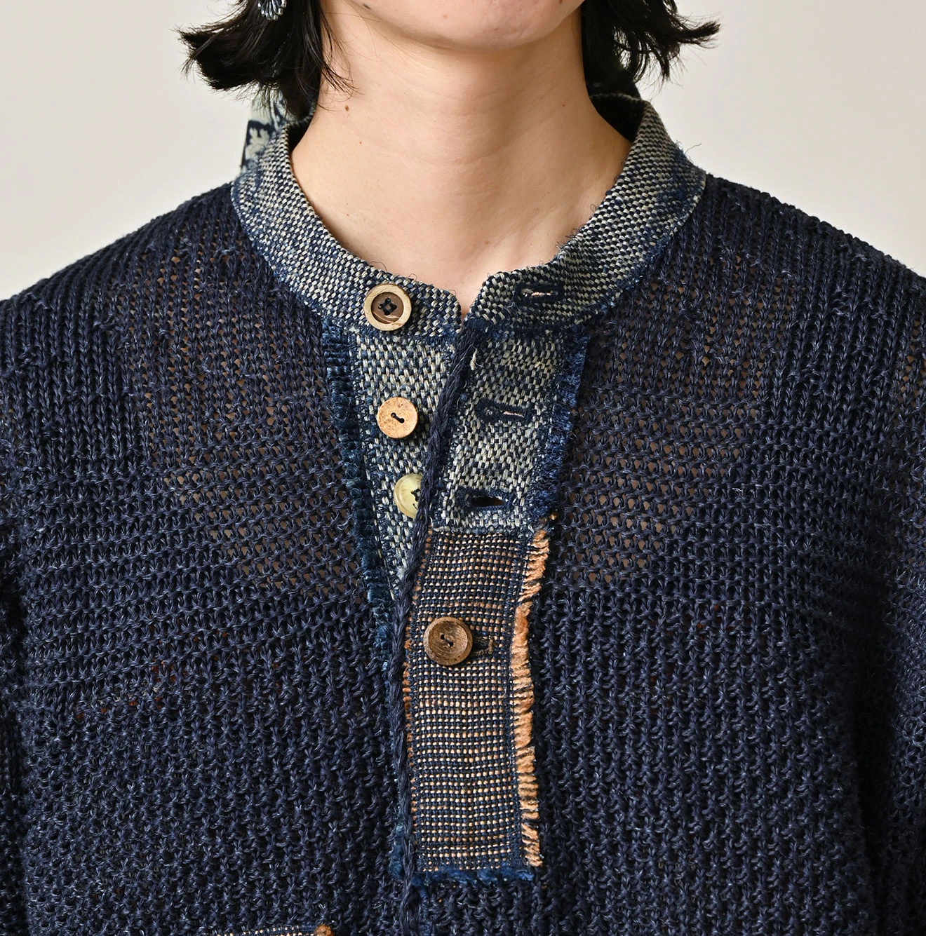 45R(フォーティファイブアール) |リネンギマのパッチワークヘンリー