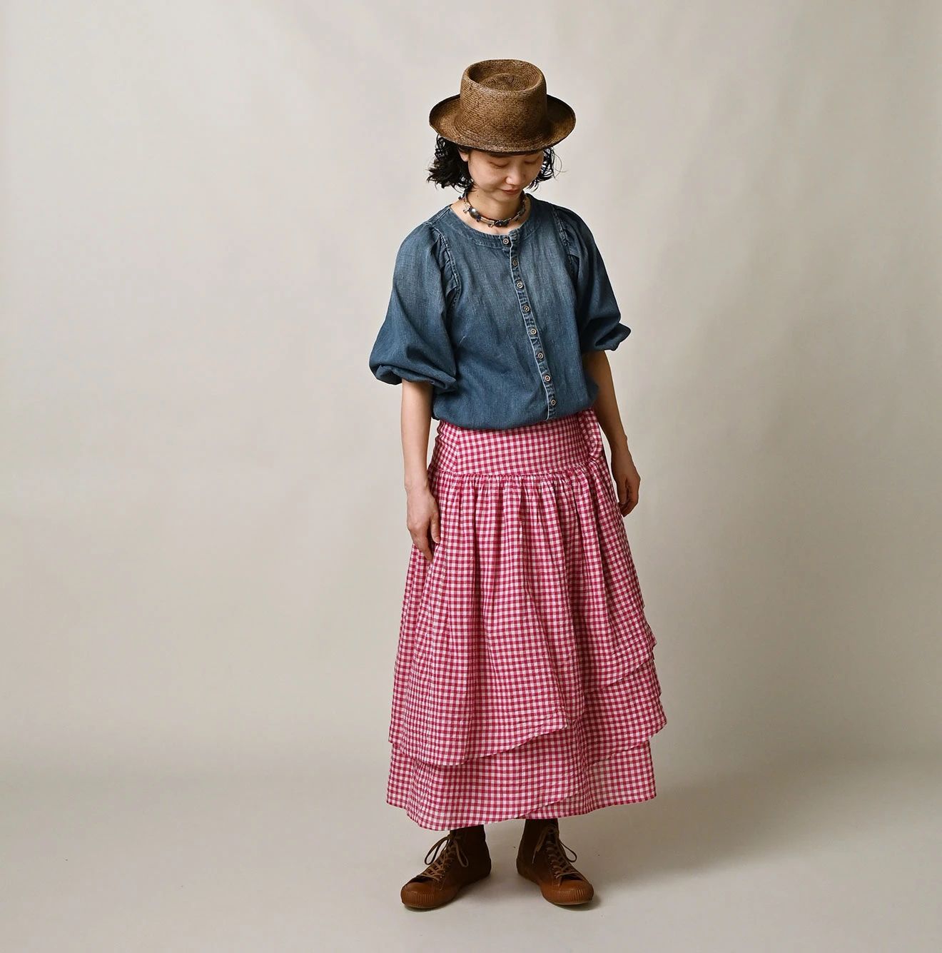 45R(フォーティファイブアール) |45プチデニムのパフブラウス（加工）