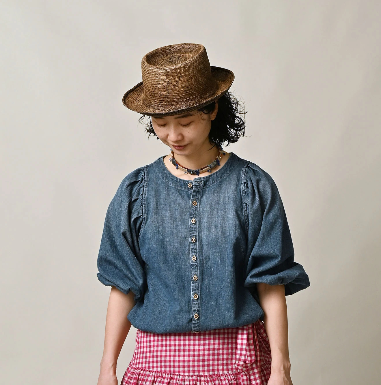 45R(フォーティファイブアール) |45プチデニムのパフブラウス（加工）