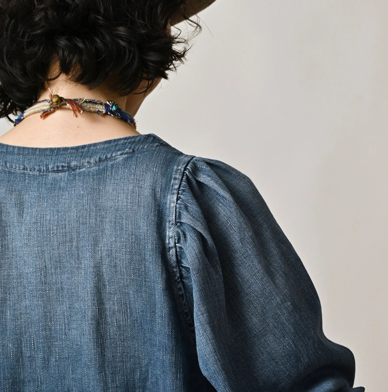 45R(フォーティファイブアール) |45プチデニムのパフブラウス（加工）