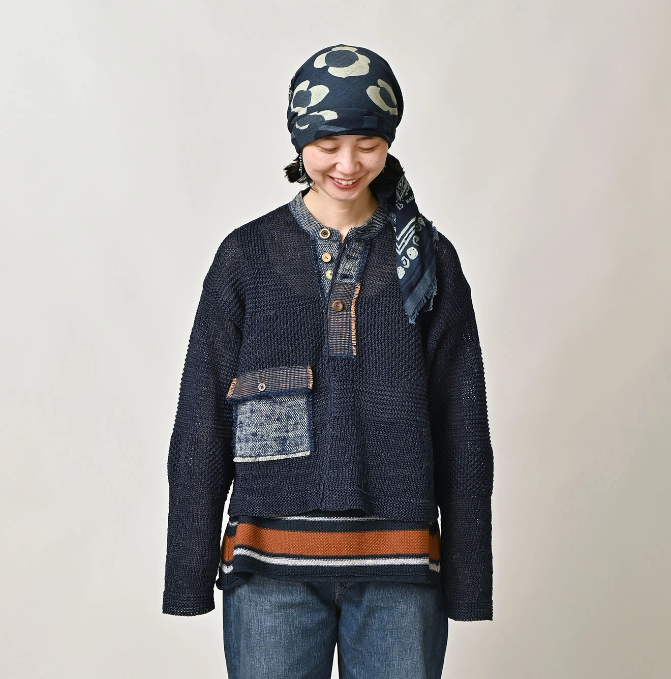 45R(フォーティファイブアール) |スーピマ綾のボタニカル風呂敷（インディゴ）